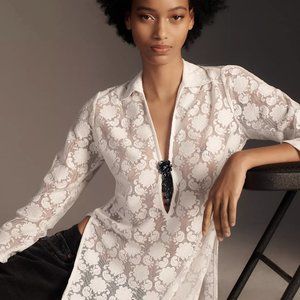 Anthropologie Long-Sleeve Sheer Lace Top